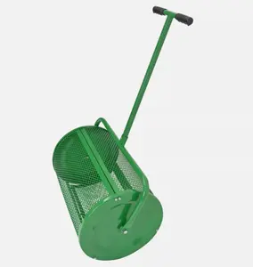 24'' Green Peat Moss Compost Spreader Lawn Garden Care Manure Spreaders Roller