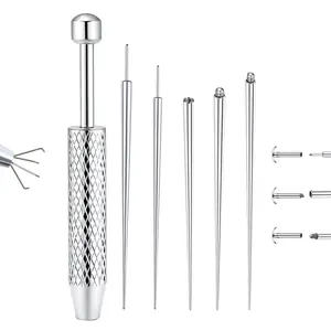 Piercing Taper Ball Grabber Tool for Changing Jewelry - 16G 18G Stainless Steel Flat Back Earrings Applicator Tool Threadless Insertion Pi