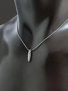 Men's Stainless Steel Pendant Necklace, Minimalist Oval Tip Design, Unique Pendant Shape, Casual Style Chain, All Season Jewelry Accessory