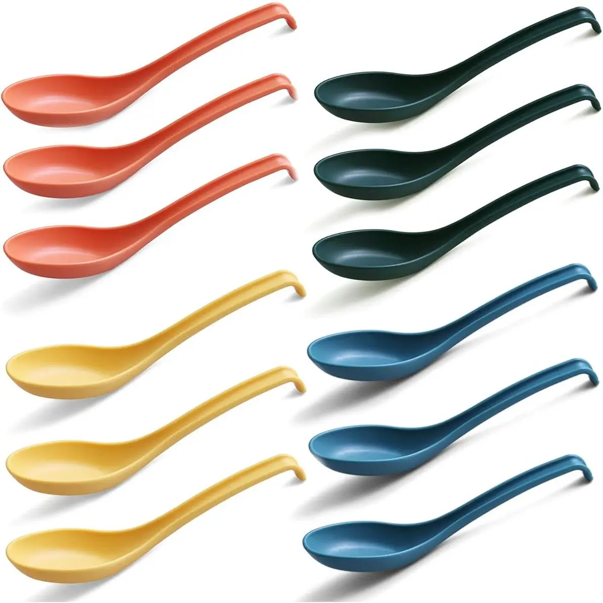 Soup Spoon, ECO Friendly Dinner Spoon, Made of Food Grade PP, BPA Free,Easy Clean,Dishwasher Safe Set of 12(Mix Color)