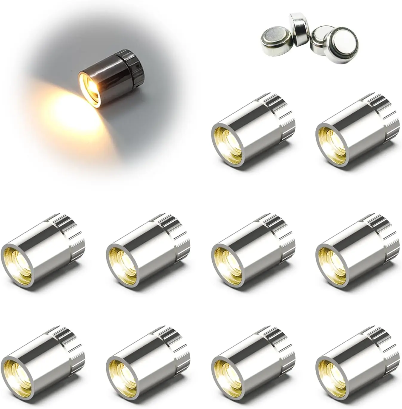 10 Pack Small Spotlight Battery Operated LED Lights, Warm White LED Wireless Miniature Spot Light for Artwork Painting,Jewelry Showcase Display,Closet,DIY Hand Craft (Warm White)