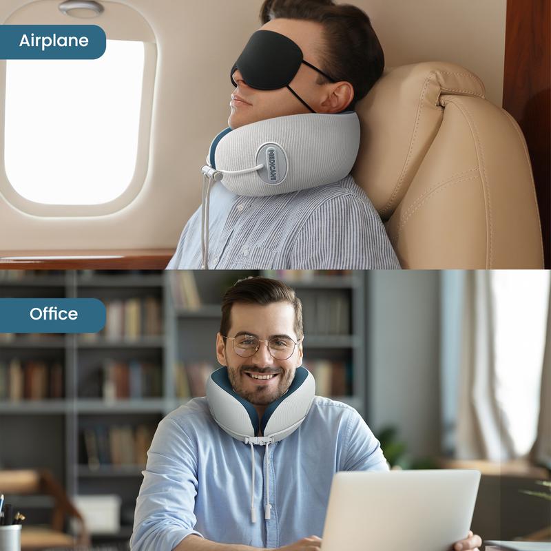 Heated Massage Travel Neck Pillow – Memory Foam Neck Support for Airplane, Car & Long Trips – Travel Essentials for Comfort and Relaxation Christmas gifts for family