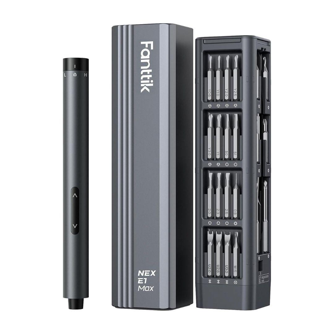 Fanttik E1 MAX 3.7V Mini Electric Screwdriver 50-in-1 Magnetic Bits 5/32''Hex Magnetic Storage, Repair Tool Set for Phon