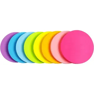 Round Sticky Notes 8 Color Bright Colorful Sticky Pad 75 Sheets/Pad Self-Sticky Note Pads