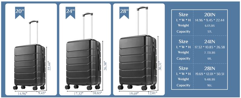 【Deal】Sweet Furniture S -Luggage 20''/24''/28''Luggage, Hard Shell ABS Suitcase with Double Spinner Wheels, Lightweight Expandable Rolling Luggage with TSA Lock
