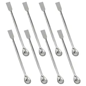 8PCS 2 in 1 Stainless Steel Lab Mixing Double End Reagent Sampling Spoons