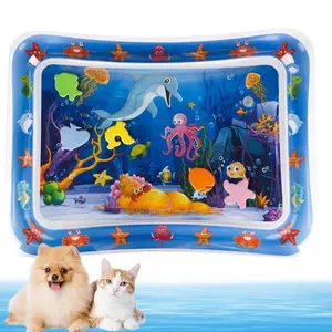 Colorful Marine Life Pattern Cat Water Sensing Game Mat, Interactive Cat Self-entertainment Activity Mat Toy, Indoor Pet Playing Supplies