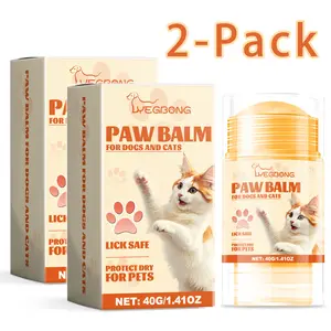 [2-Pack] Lick-Safe Paw Balm for Dogs & Cats, Natural Moisturizer Heals Dry Cracked Paws, Protective Paw Wax