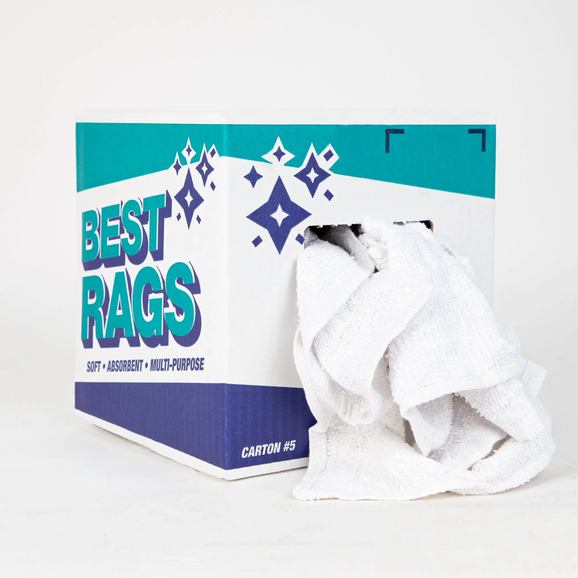 Bar Mop Terry Towel Rags, 14x17 to 16x19, Plain White and with Center Stripes, Perfect Cleaning Cloth Rags for Home, Garage, and Automotive
