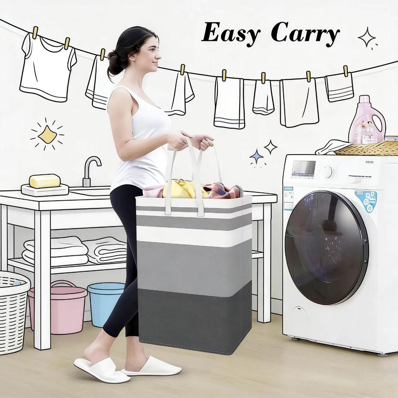 Large 75L Foldable Laundry Basket, Waterproof Freestanding Storage Organizer with Carry Handles for Clothes, Towels & Toys – Ideal for Home & Dorm Use Large 75L Foldable Laundry Basket, Waterproof Freestanding Storage Organizer with Carry Handles for Clothes, Towels & Toys – Ideal for Home & Dorm Use