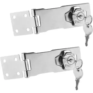 2PCS 4 Inch Keyed Hasp Locks, Keyed Alike Twist Knob Key Locking Hasp, Stainless Steel Catch Latch Safety Lock for Cabinets, Door (Silver)