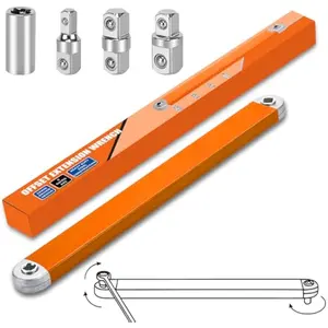 Offset Extension Wrench,15 Inch Impact Ready Socket Wrench Extender Tool Set with 1/2", 1/4" and 3/8" Square Drive Adapters, Zero Degree Ratchet Tool for Car Blue