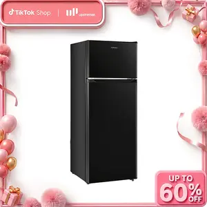 Upstreman Mini Fridge, 7.7 Cu.Ft. Double Door Refrigerator with Freezer, Adjustable Temperature Thermostat, Reversible Door Swing, Energy-Efficient Large Capacity Compact Home Appliance for Apartment, Office