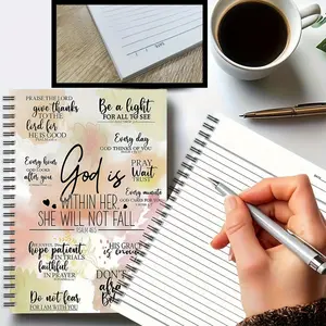 A floral Bible verse spiral notebook, Spiral bound notebook, Bible Study Supplies - pink Christian journal with inspirational quotes, faith gift for women, paper for daily planning and journaling, feather-free design, college style