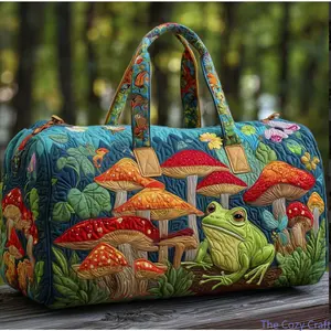 Exquisite 3D Printed Frog Mushroom RV Duffel Bag | Multi‑Purpose Sports Gym Tote Bag, Lightweight Portable Short Trip Handbag, Spacious Carryall for Road Trips Weekend Getaway Outdoor Fitness Casual Travel outdoorfun