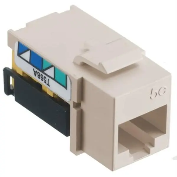 Hubbell NSJ5ELA Category 5e Modular Connector Jack - Easy Termination, Light Almond, for Voice/Network Applications
