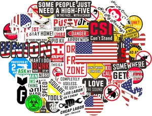 50 PCS Funny Hard Hat Stickers, Vinyl Waterproof Decals for Toolboxes, Helmets, Mechanics, Electricians, Union Workers