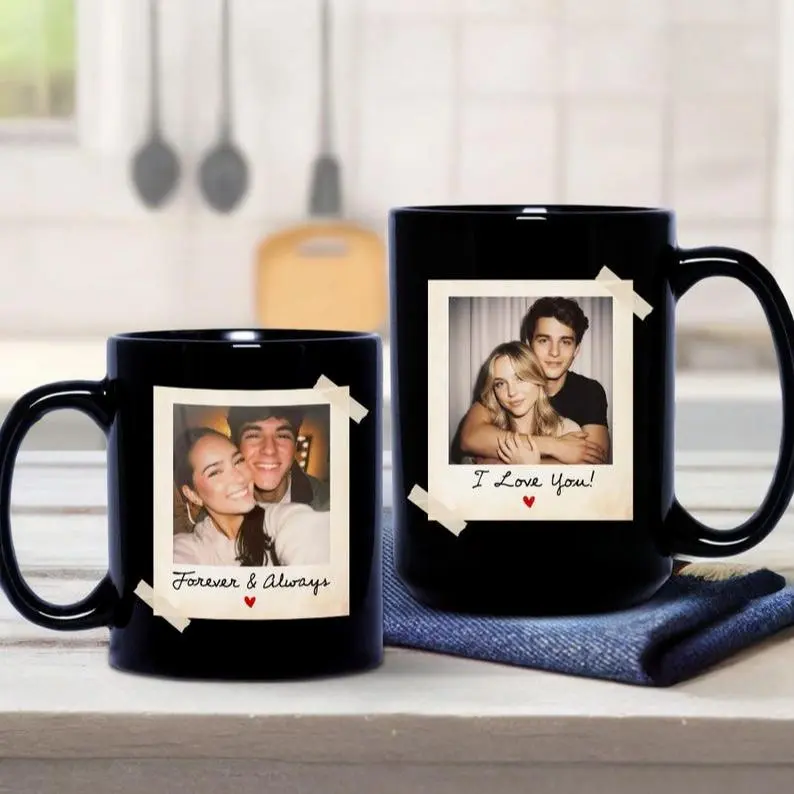 Personalized Couple Photo Mug Custom Picture Coffee Cup for Valentines Day Gift, Romantic Anniversary Gift for Husband Wife, Boyfriend Girlfriend Image Memories Mug, Unique Engagement Wedding Gift, Custom Bestie Family Grandma Mug, Cute Heart Design
