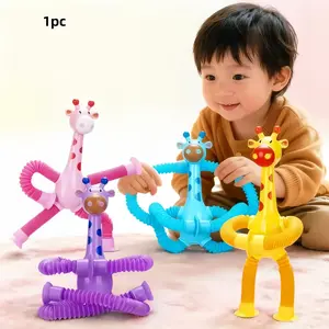 Cute Cartoon Giraffe Toy with Suction Cup, Stretchable Interactive Fun, Cognitive Skill Development, Stress Relief, Safe Educational Gift for Kids
