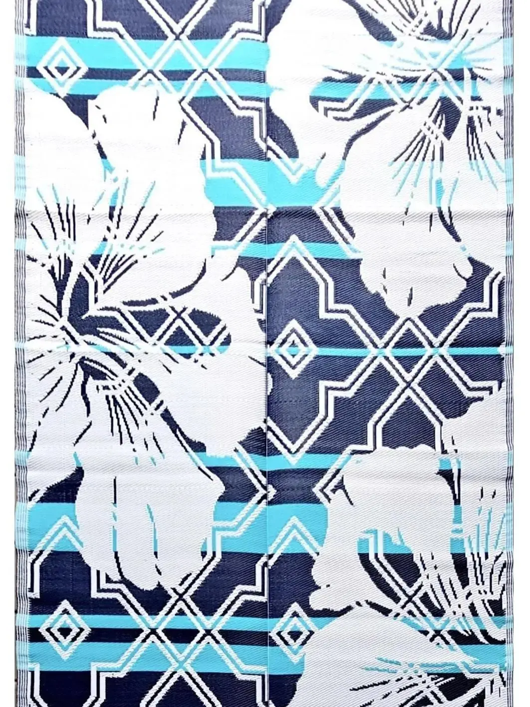 B-USA 6x9 Outdoor rug patio plastic straw carpet aqua blue, waterproof, rv camper picnic awning mat