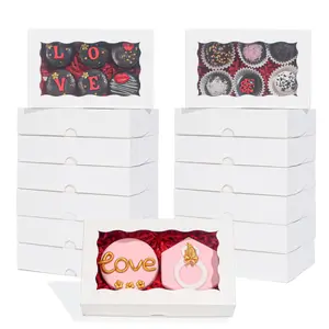 50 Pack Window Bakery Boxes – 7 x 4 3/8 x 1.5 Inches, White DIY Boxes for Macarons, Cake Pops, Cookies, Chocolate – Sturdy & Presentable for Gifts