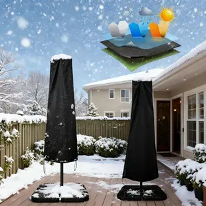 Winter Snowproof Banana Umbrella Cover - All-Weather Heavy-Duty (Water/UV Resist), Zipper/Drawstring, Fits Patio/Balcony, Square/Round/Arc Canopies, For Rain/Wind/Dust/Snow, Easy Storage/Transport, Durable & Light