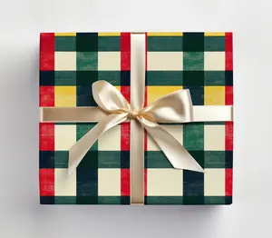 Christmas Plaid Wrapping Paper for Men, Holiday Plaid Wrapping Paper for Husband, Gingham Wrapping Paper Xmas Gift Wrap Roll