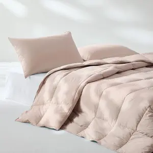 Cooling Goose  and Down Fiber Comforter  Size, Breathable Duvet Insert for Summer and Hot Sleepers,  Cooling Tencel Lyocell Shell, 8 Corner Tabs, Light , 90x90
