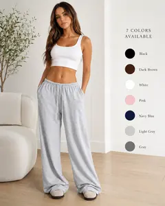 Women's Baggy Wide Leg Sweatpants, Low Waist Drawstring Lounge Pants, Loose Casual Elastic Waist Pants for Lounge and Travel