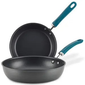 2-Piece Hard Anodized Aluminum Nonstick Induction Frying Pans - 9.5-Inch & 11.75-Inch, Stainless Steel Base, Oven-Safe Kitchen Cookware