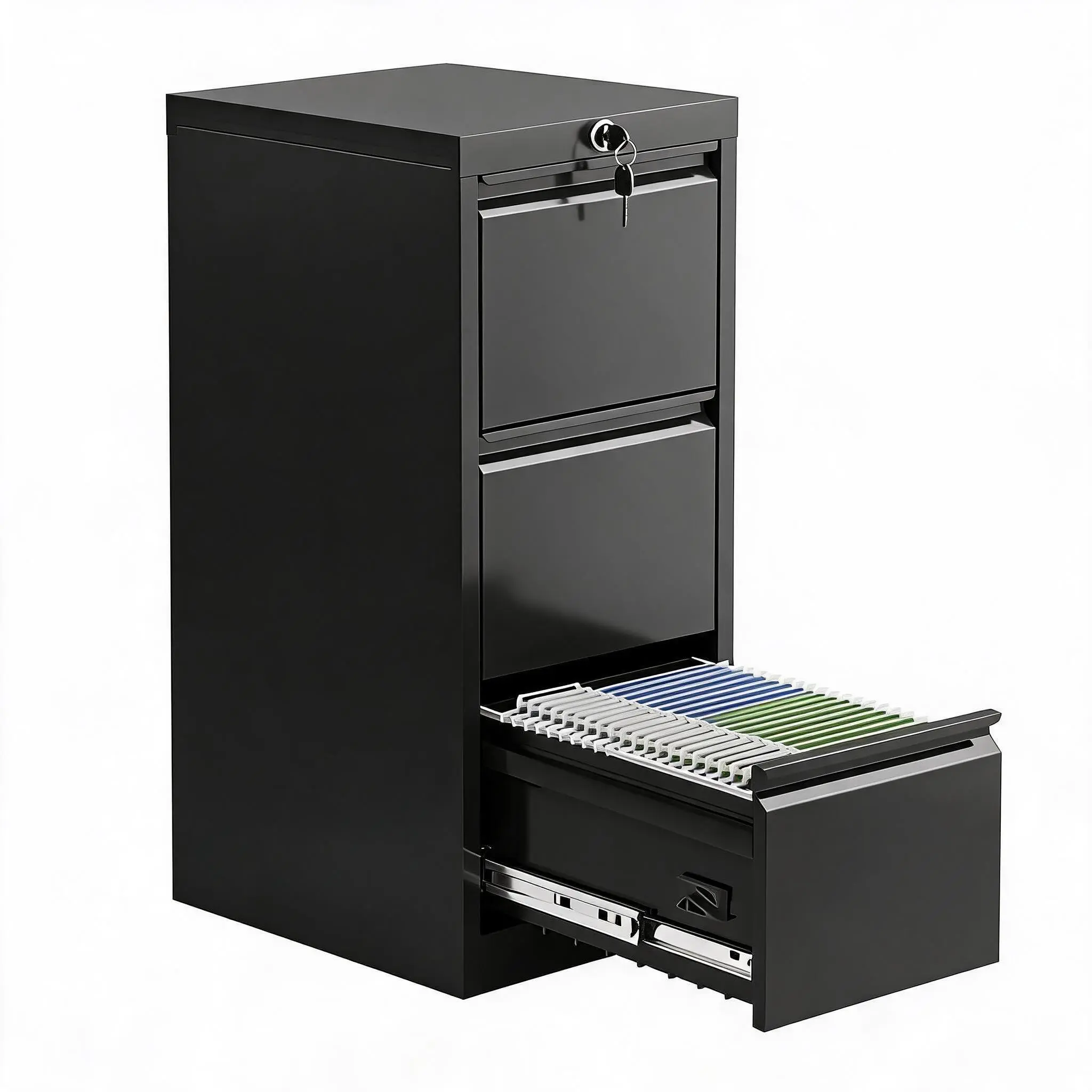 2 Drawer Metal File Cabinet with Lock, Mobile Under Desk Filing Cabinet Fits Legal Letter Size, Rolling Locking Storage Cabinet with Adjustable Shelf and Workbench Top for Home Office Garage Workshop