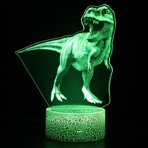 Acrylic carved 3D desk lamp, small night light, dinosaur shaped light, remote control LED visual stereoscopic night light 5