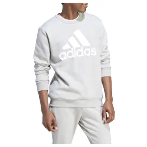 adidas Mens Essentials Fleece Logo Sweatshirt Training Casual - Grey