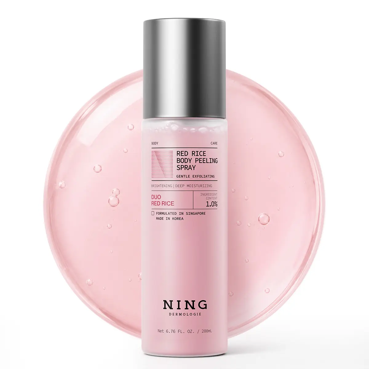 1 Minute Red Rice Body Exfoliating Spray | Deep Cleansing Gentle Exfoliator for Strawberry Skin, Smooth Glowing Skin, Brightening, Dead Skin & Pore Care, Soothing Moisture | NING DERMOLOGIE| Korean Skincare