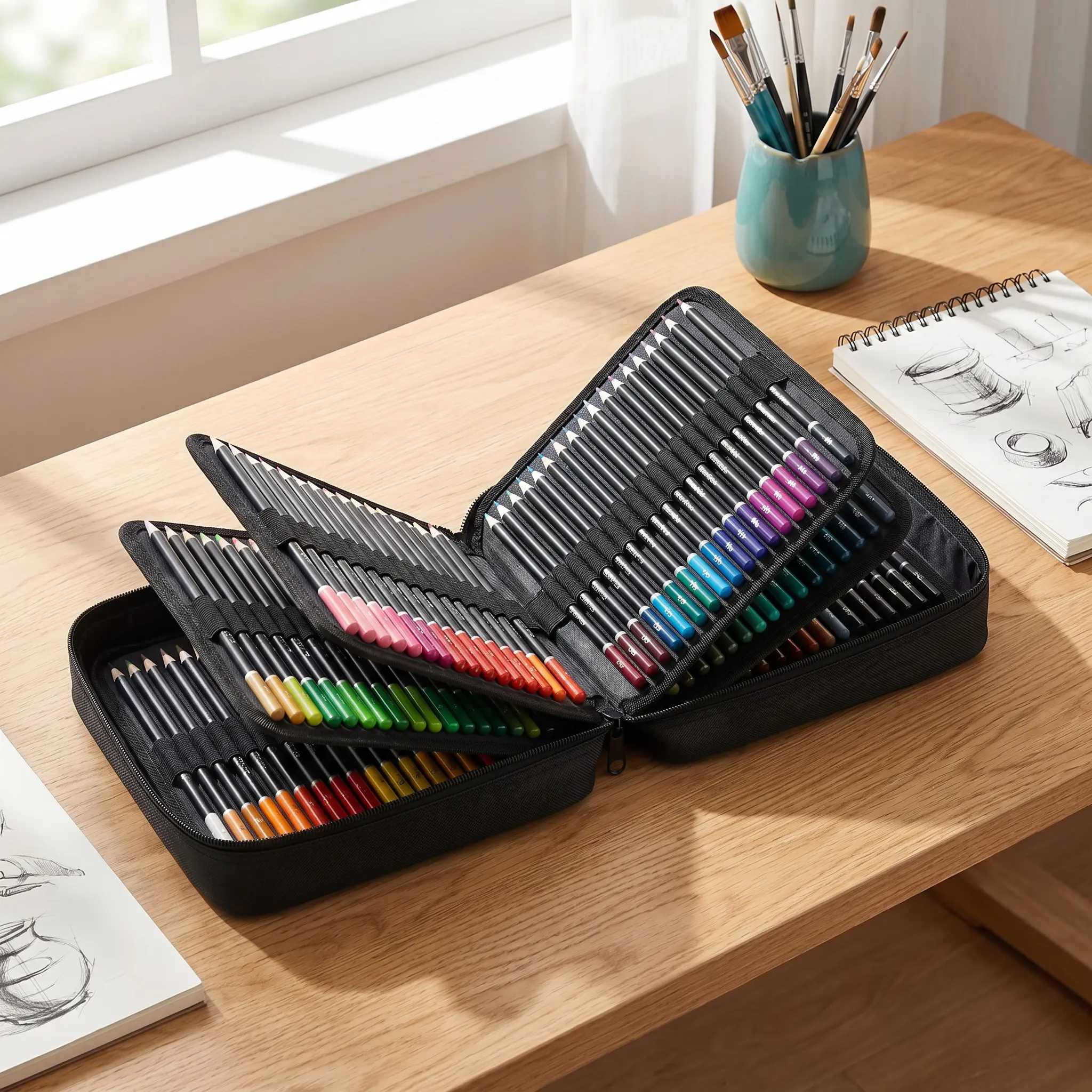 120 Colored Pencil,Vibrant Colors in a Stylish Bag-Style Case for Artists on the Go for Smooth Blending & Shading