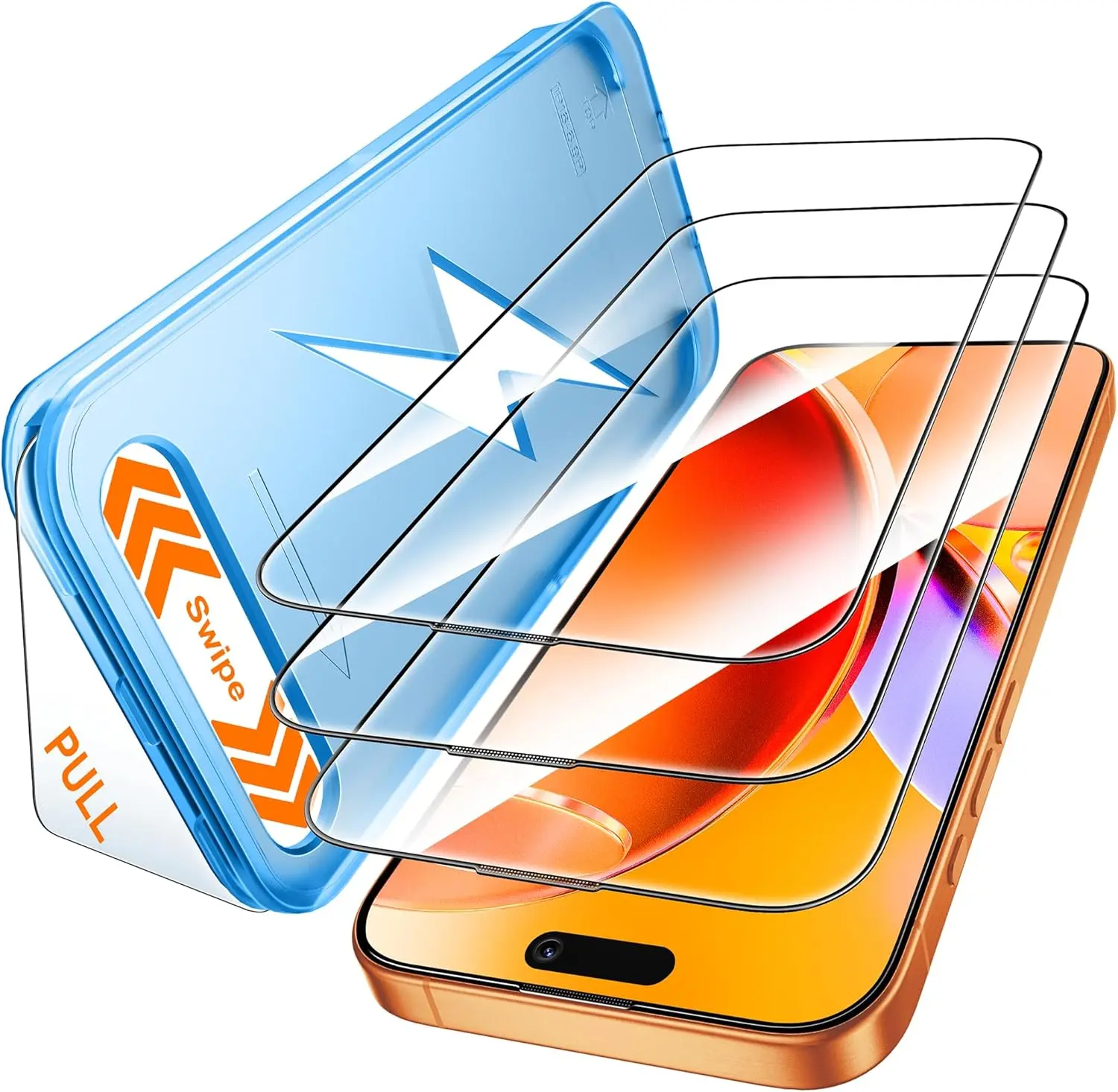 Mkeke for iPhone 17 Pro Max Screen Protector 3 Pack 9H+ Hardness Military-Grade Drop Protection Sensitive Touch Easy Installation HD Clear Full Edge Coverage Tempered Glass. Phone is not included.