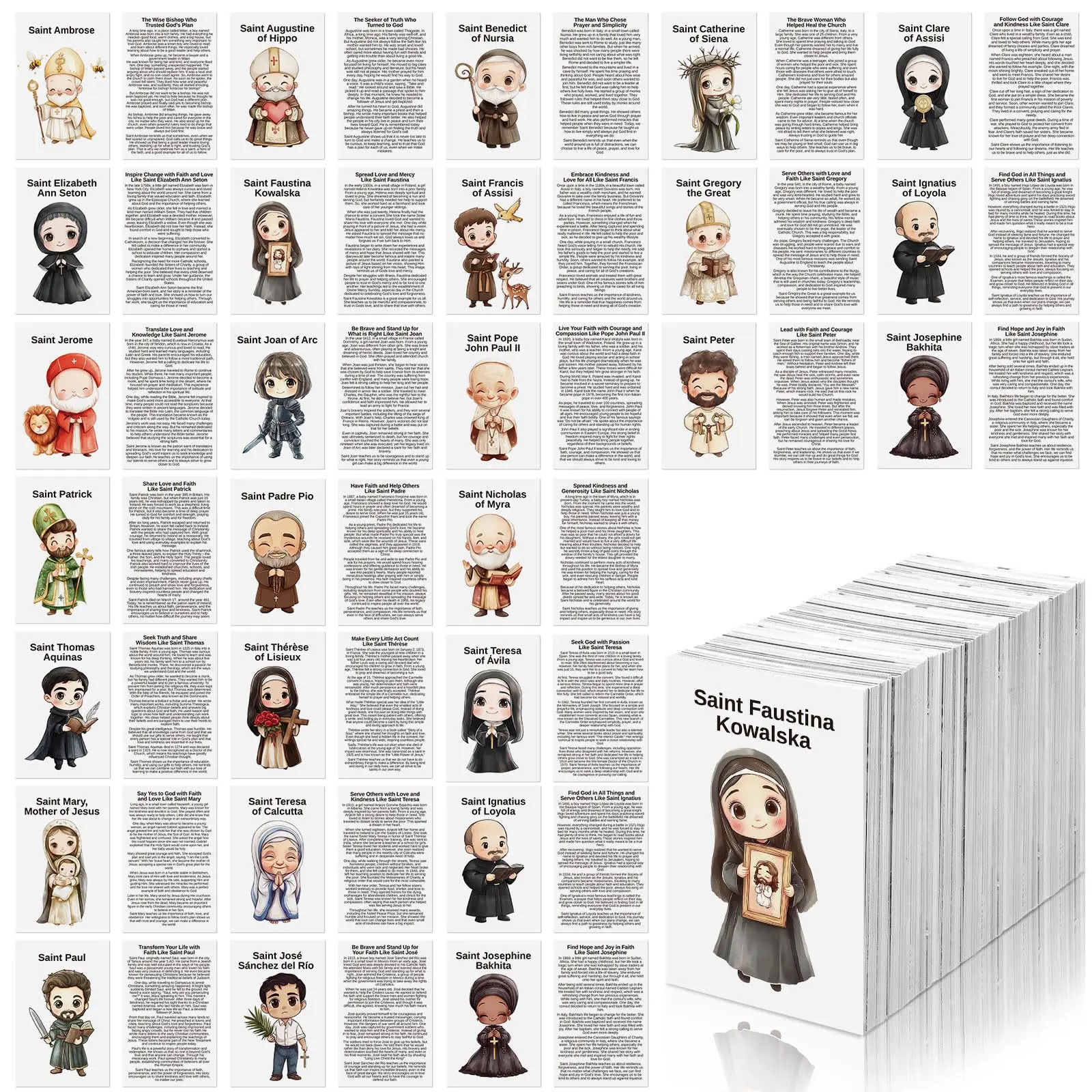 Prayer Card for Christian 120pcs Inspirational Holy Cards Catholic Saint Cards Tarjetas de oración in Spanish/English Religious Positive Cards Wallet-Size Prayer cards Motivational Cards Sunday School Baptism Church Gift for Women Men Pray