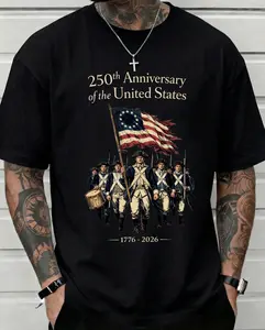 250th Anniversary Of The United States 1776 To 2026 Patriotic Graphic T-Shirt Vintage Historical Patriot American Flag Short Sleeve Crewneck Unisex Tee