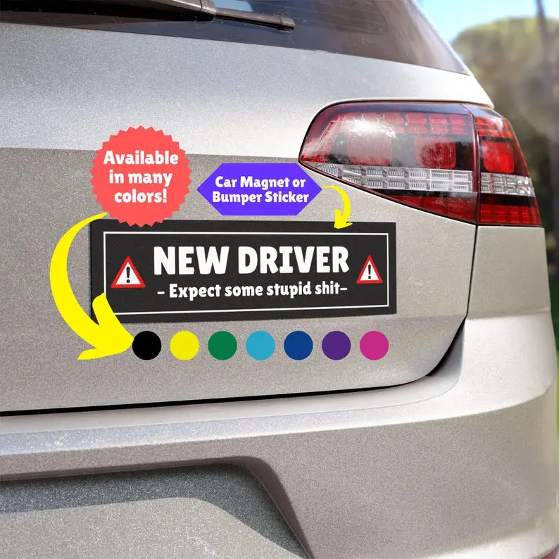 New Driver Car Magnet - Student Driver Bumper Sticker - Teen Driver Magnet for Car - Funny Learner Sign - Driving Practice Gift - Gen Z
