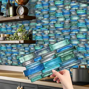 Mosaic Tile Wallpaper, 12/24/48pcs Self-adhesive Detachable Wallpaper, Vinyl Waterproof Ticker, Easy To Install and DIY, Suitable for Kitchen, Living Room, Bathroom, Decor