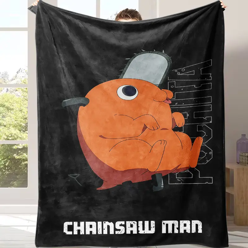 Countdown Sale! Chainsaw Man Pochita Pattern Blanket – Warm Fluffy Plush to Wrap Yourself in the Coolness of Pochita Perfect Anime Gift Blanket – Pochita Chainsaw Man Print Soft Plush for Birthdays, Christmas & Surprises for Your Otaku Friend! Cozy