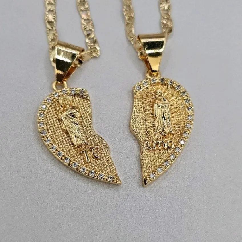 Valentine's day SAINT JUDE VIRGIN MARY te amo necklaces couple Gold-plated