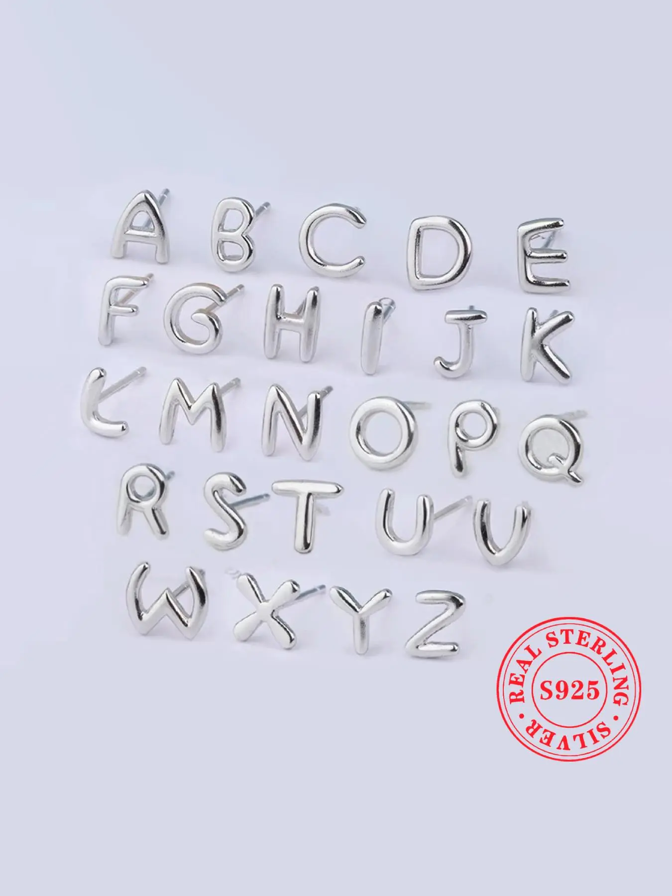 925 Sterling Silver Letter Design Earrings, Fashionable Earrings for Women & Men, Trendy All-match & Exquisite Jewelry for Birthday Gift, Personalized Fashion Earrings