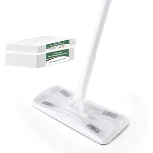 Dust Mop, Sweeping & Mopping Kit with 58" Extended Long Handle, 36 Disposable Dry Cloths, Multi Surface Sweeper Mops for Hardwood, Tile, and Vinyl Floor Cleaning, Iron Handle, White