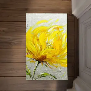 Begin Home Decor CODM2134B7Z6TS 21 x 34 in. Yellow Fluffy Flower - Contemporary Indoor & Outdoor Door Mat