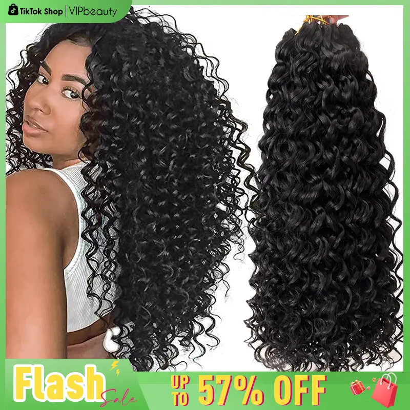 【Flash Sale】VIPbeauty Curly Crochet Human Hair 60g Knotless Pre-Separated Feather Jerry Curly /Burmese Curly Human Crochet Hair 3C4A Lightweight Reusable Remy Hair Extensions for Women Natural Black Color