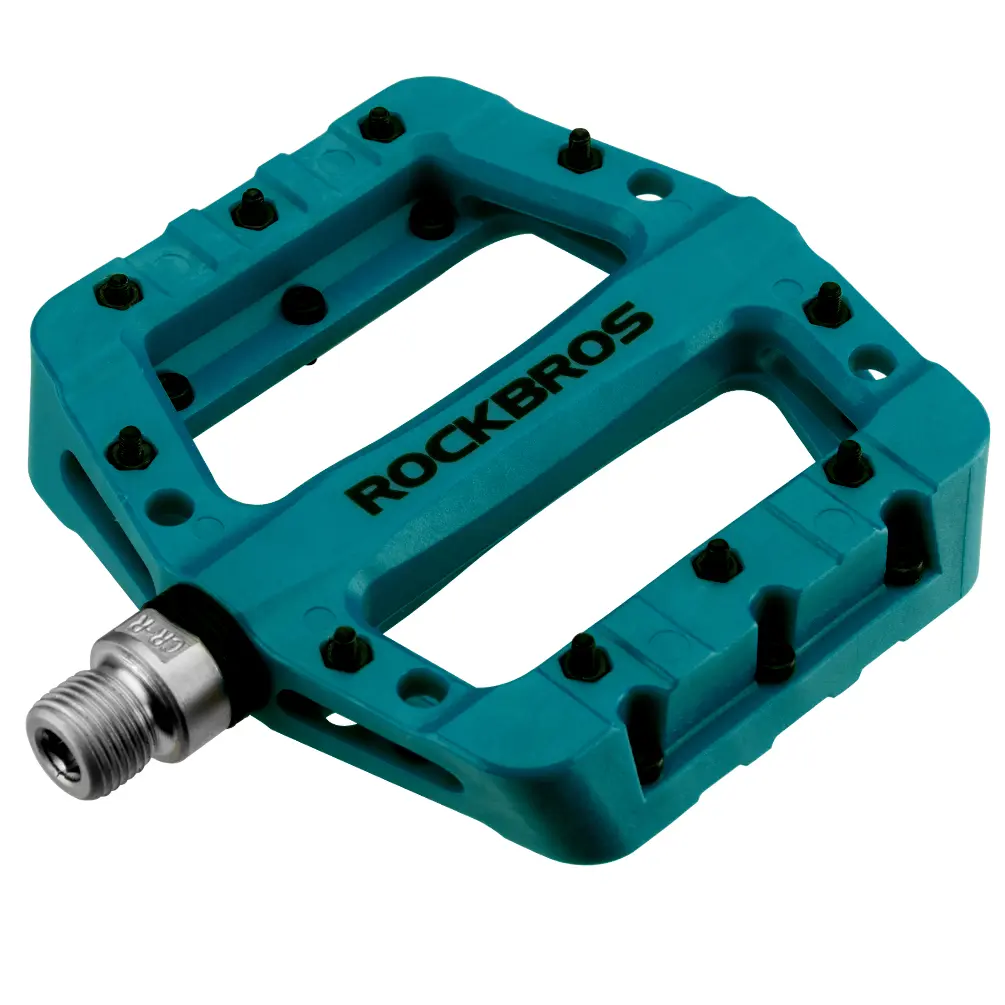 ROCKBROS Nylon Fiber Bicycle Platform Pedals for BMX MTB 9/16", Bike Gear, Hybrid Bikes, Old School, Components & Parts, Abrasion Resistance, Anti-Skid Nails, Cr-L For Left, Cr-Mo Spindle, 0.8Lb