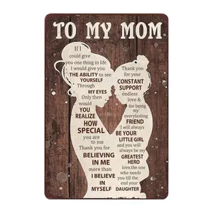 “To My Mom” Sign Heartfelt I Love You Valentines for Mom Gift from Daughter, Home Decor for Kitchen, Bedroom, Office 12" x 8"