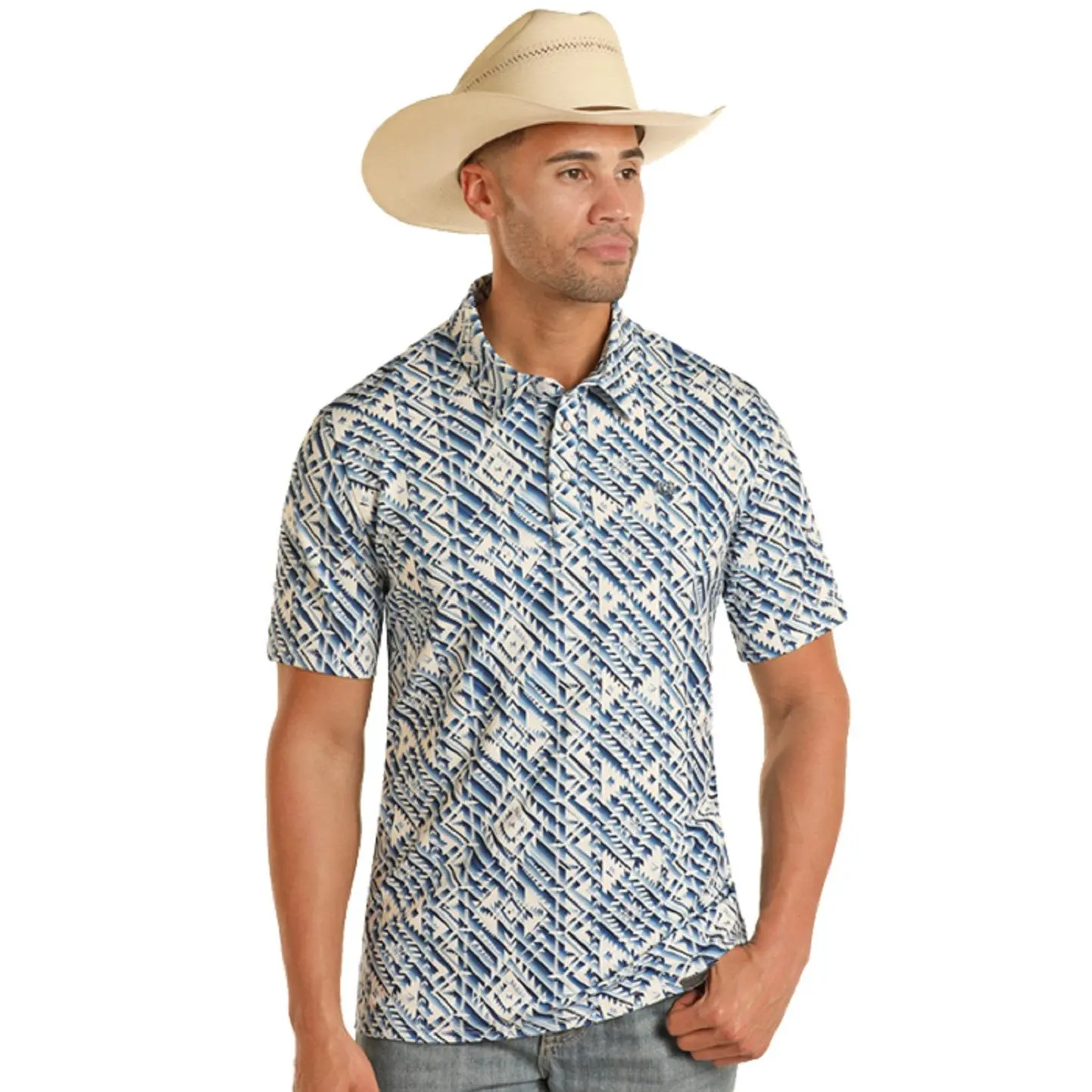 Panhandle Men's Denim Polo Blue TM51T03526