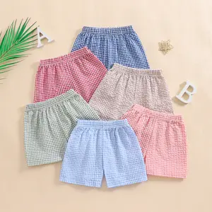 Toddler Baby Boy Girl Gingham Seersucker Shorts Elastic Waist Check Shorts Summer Casual Short Pants Bottoms 9M-4T